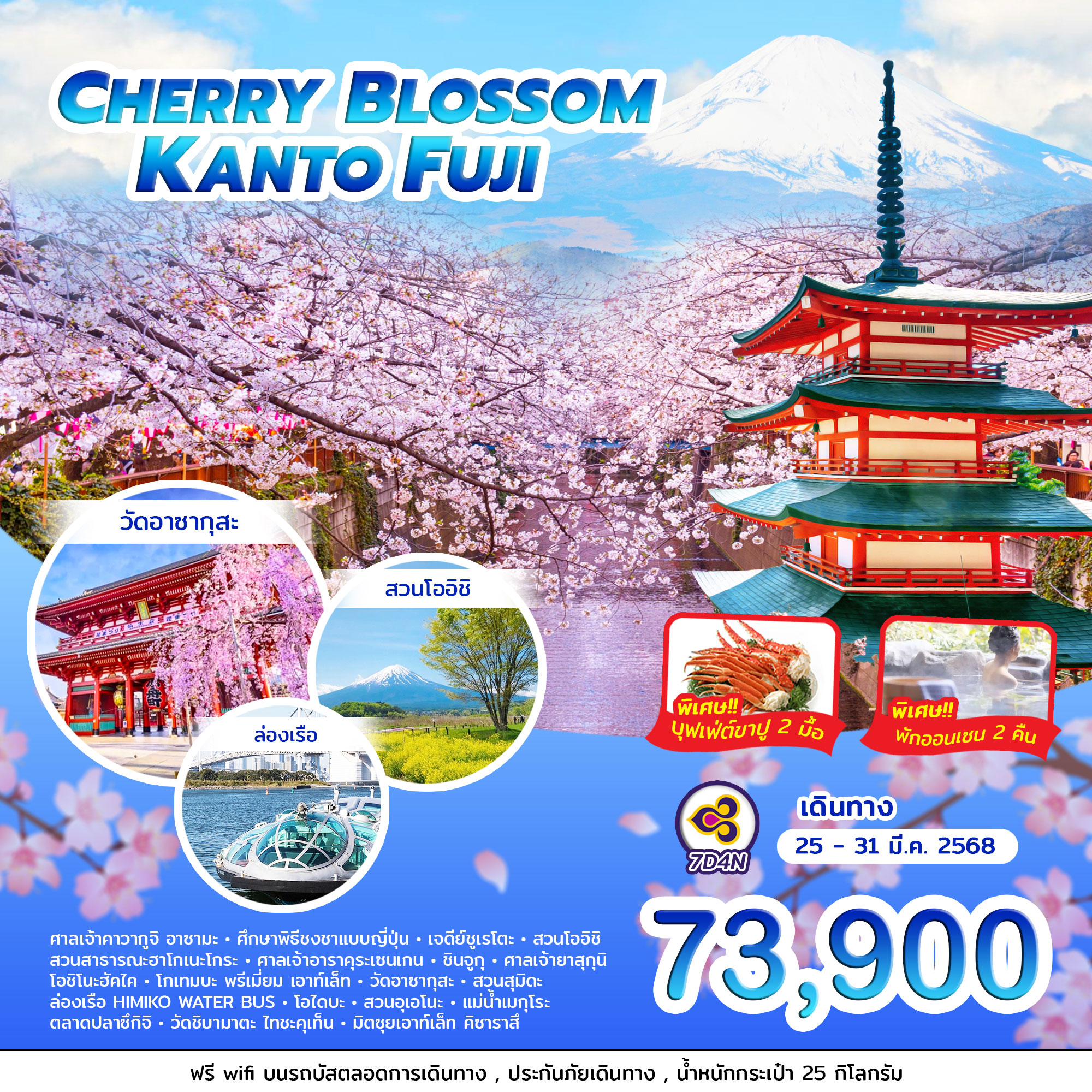 ทัวร์ญี่ปุ่น CHERRY BLOSSOM KANTO FUJI 7วัน 4คืน (TG)