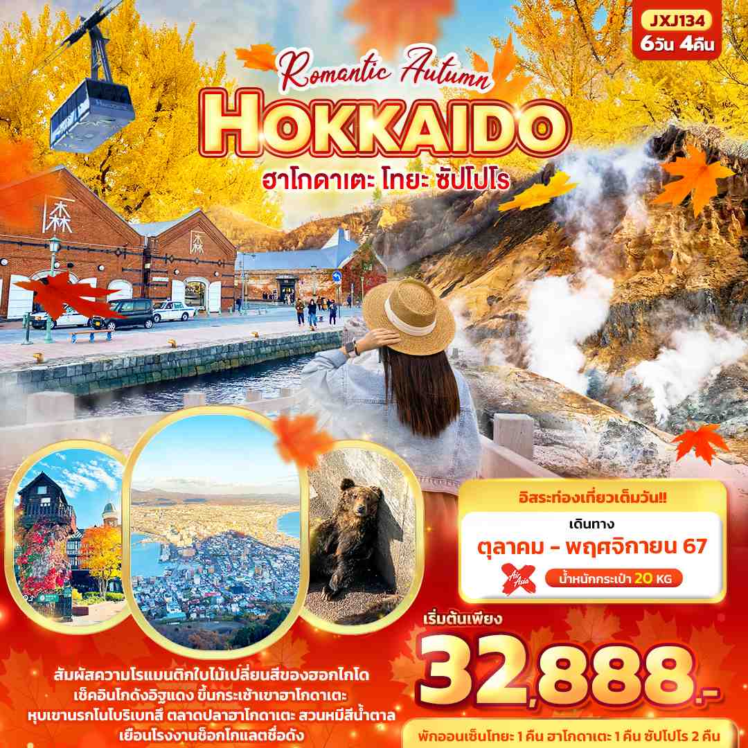 ทัวร์ญี่ปุ่น Romantic Autumn HOKKAIDO ฮาโกดาเตะ โทยะ ซัปโปโร 6วัน 4คืน (XJ)