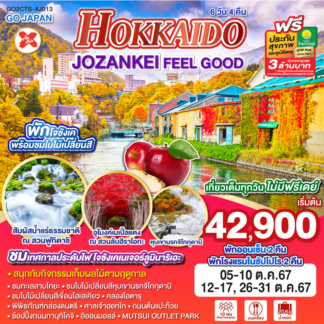 ทัวร์ญี่ปุ่น HOKKAIDO JOZANKEI FEEL GOOD 6วัน 4คืน (XJ)